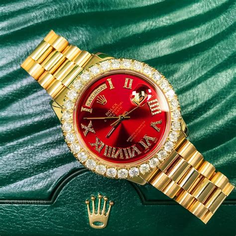 rolex red face diamond bezel